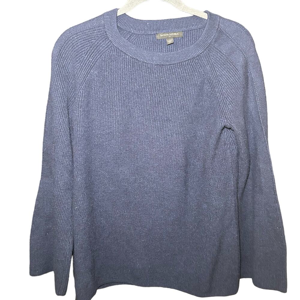 Banana Republic Ribbed Crew Neck‎ Pullover Sweater Size Small Navy Blue